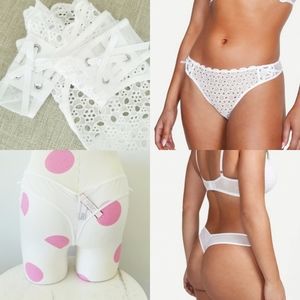 Victoria's Secret Dream Angels Eyelet Lace-Up Thong Panty Crisscross NWT